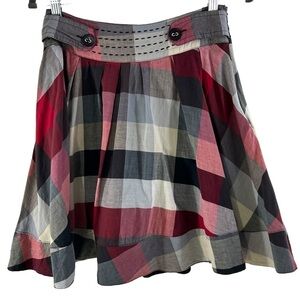 Twenty One Woman’s Red White and Black High Waist Fully Lined Plaid Skirt Size M